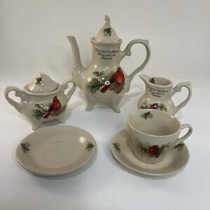Lily Creek Cardinal Bird 6 pc Tea Set “Winter Garden” Read Description